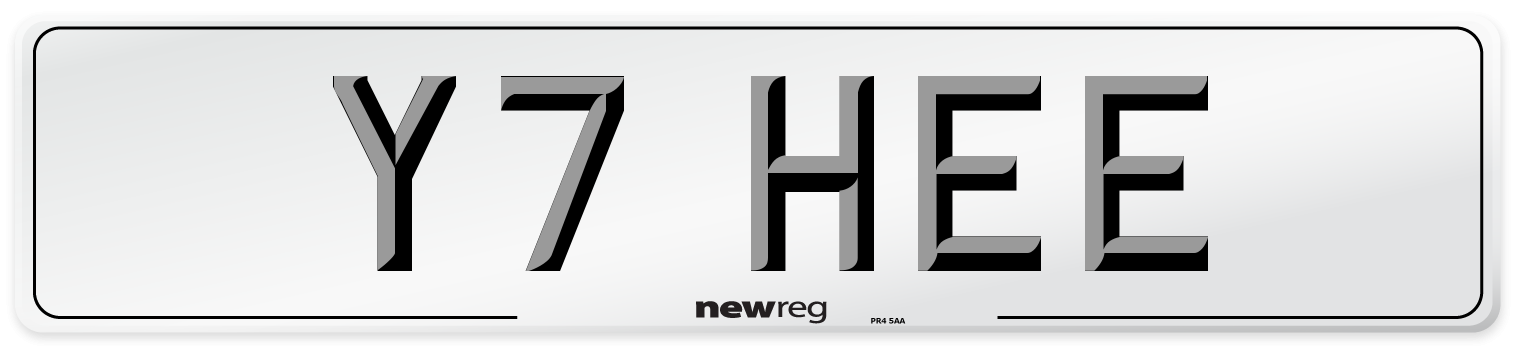 Y7 HEE Number Plate from New Reg